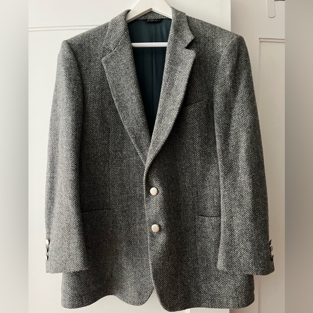 Vintage Oscar de la Renta Herringbone Wool Blazer size M or L